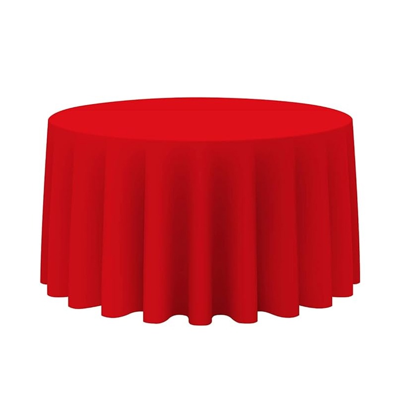 Tablecloth Round Red rental,red table linen, round linen rental, party tablecloths, event rentals Chatsworth, CA, wedding decor, vibrant red decor, banquet table covers, event planning supplies