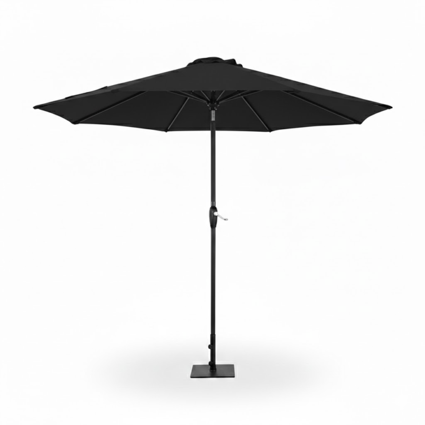 Market Umbrella 9in Black rental, outdoor shade solution, event umbrella rental, party equipment Chatsworth, CA, sun protection rental, commercial umbrella, large patio umbrella, black umbrella rental, special event shade