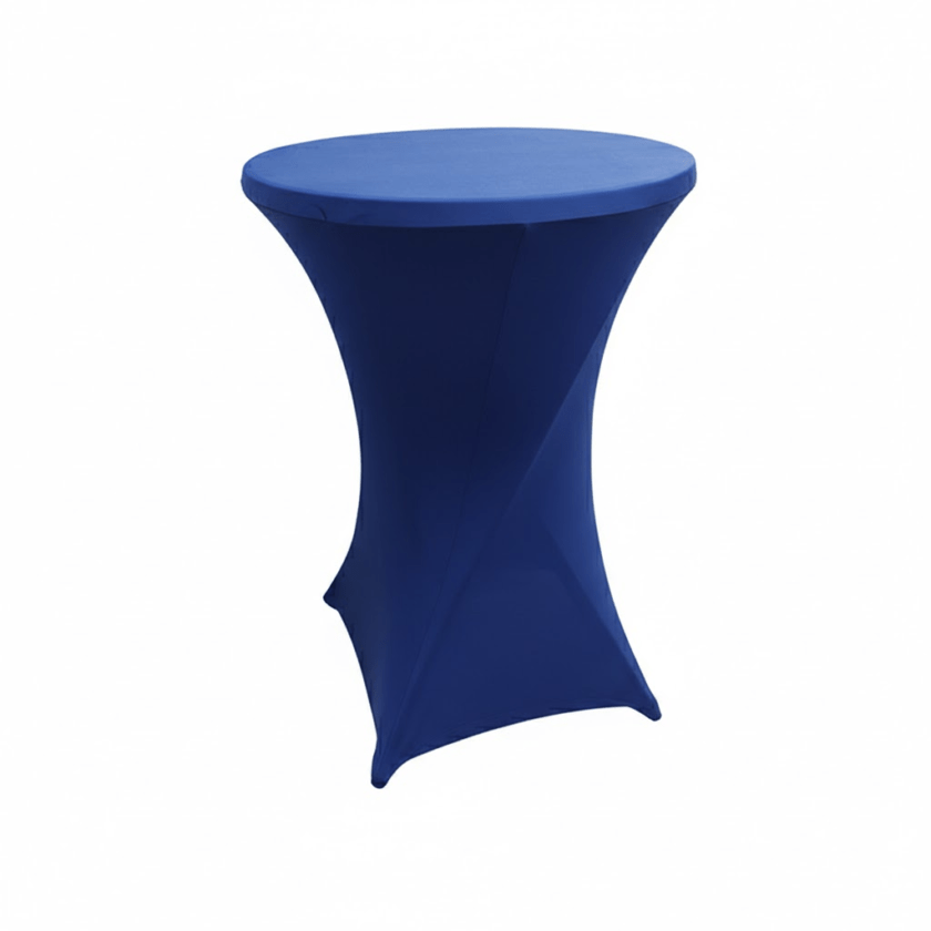 Tablecloth Cocktail Blue rental,cocktail table linen Chatsworth, blue spandex tablecloth, party rentals Chatsworth, highboy table cover rental, event decor Chatsworth, modern table linen, elegant party supplies, spandex cocktail cover