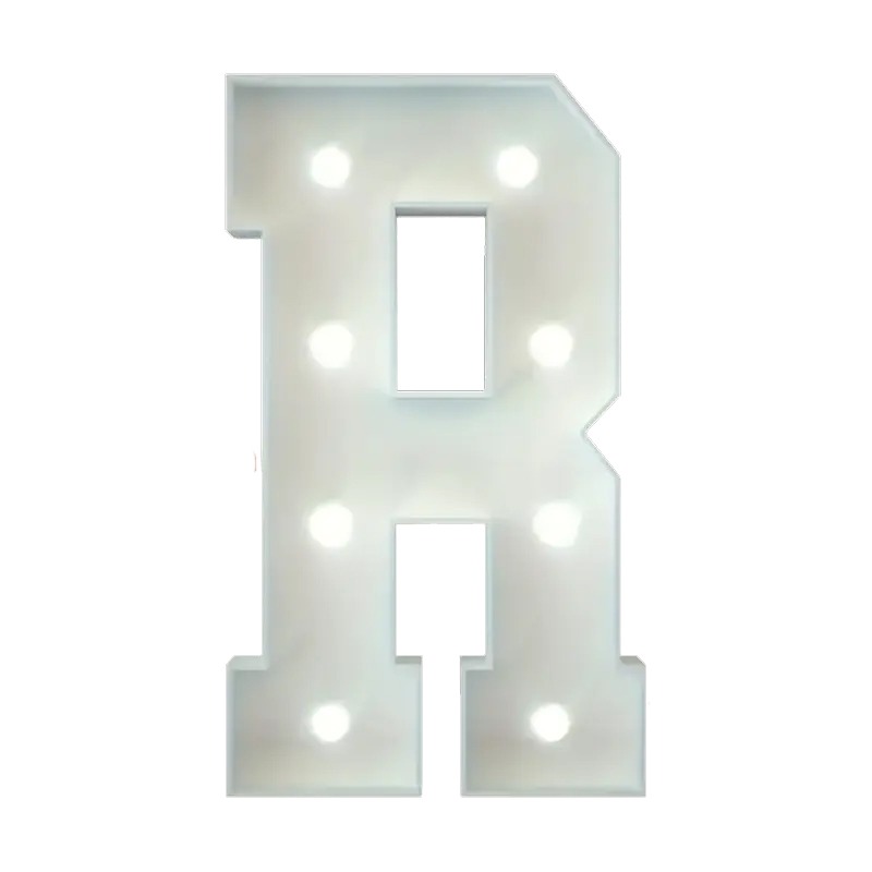 Marquee Letter R rental,giant letter R, light-up letter R, event letter decor, Marquee Letter R rentalparty rentals Chatsworth, custom letter lights, wedding letter R, birthday letter R, photo booth props